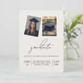 Modern Dual Photo-Afstuderen | elegant Kaart (Staand voorkant)