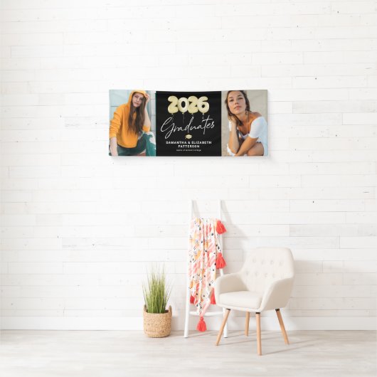 Modern dubbel Afstuderen 2025 Foto Spandoek (Insitu)