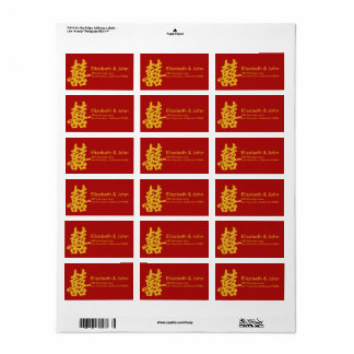 Modern Dubbel Geluk Bruiloft Gouden Glitter Etiket