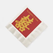 Modern Dubbel Geluk Bruiloft Gouden Glitter Servet (Hoek)