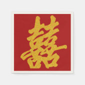 Modern Dubbel Geluk Bruiloft Gouden Glitter Servet (Voorkant)