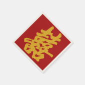 Modern Dubbel Geluk Bruiloft Gouden Glitter Servet (Hoek)