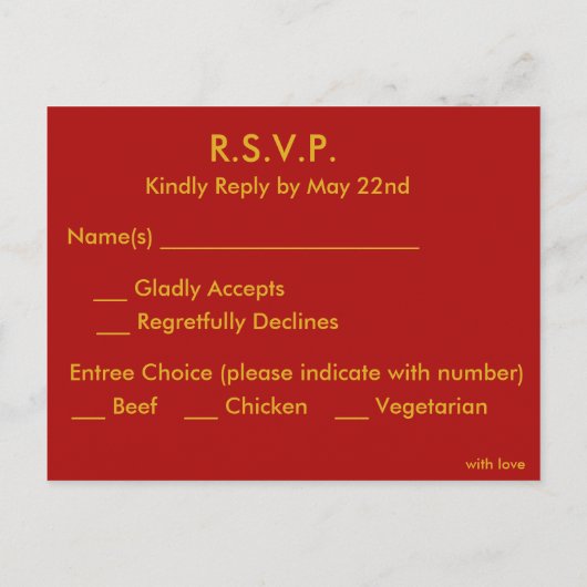Modern Dubbel Geluk Bruiloft RSVP Gouden Glitter Uitnodiging Briefkaart (Achterkant)