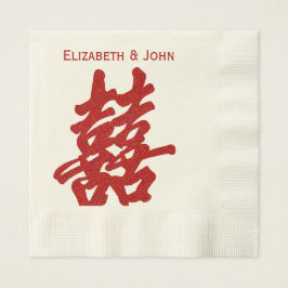 Modern Dubbel Geluk Bruiloft Servet