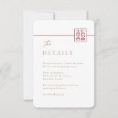 Modern Dubbel Geluk Chinese Bruiloft Details Kaart (Voorkant)