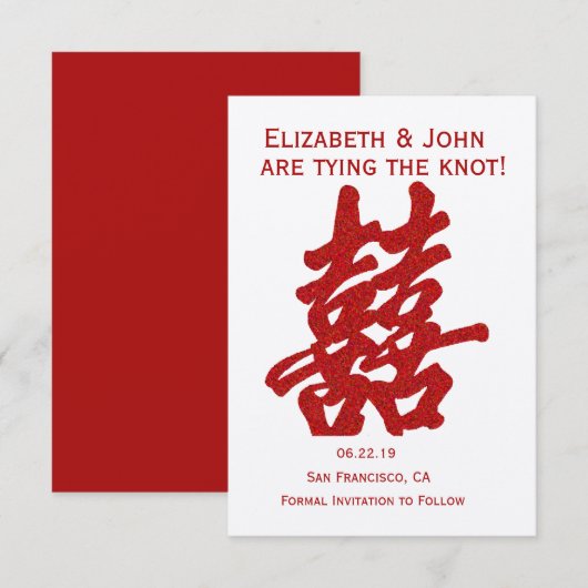 Modern Dubbel Geluk Sla de Datum op Save The Date (Voorkant / Achterkant)