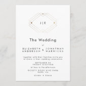 Modern dubbel monogram Geometric Gold Wedding Kaart (Voorkant)