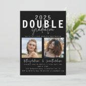 Modern Dubbele Viering 2 Foto Afstuderen Kaart (Staand voorkant)