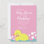 Modern Ducks Yellow Pink Girl Baby shower Kaart (Voorkant)