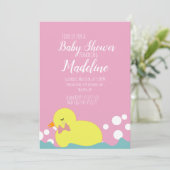 Modern Ducks Yellow Pink Girl Baby shower Kaart (Staand voorkant)