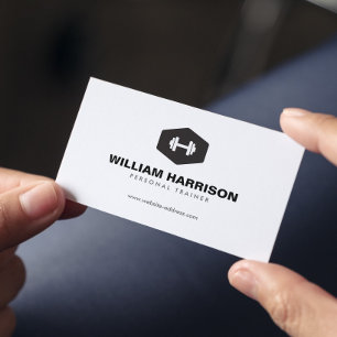 Modern Dumbbell Logo Personal Trainer Fitness Visitekaartje