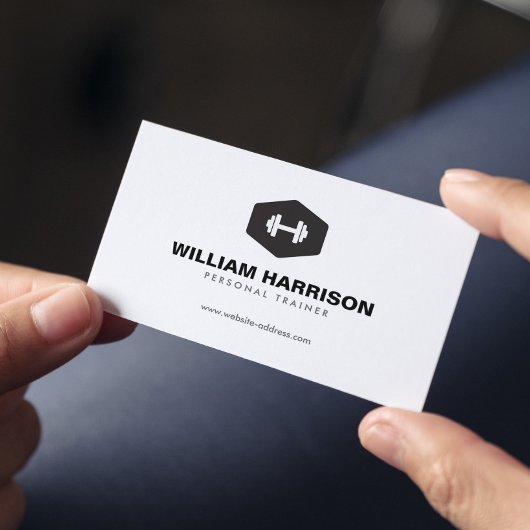 Modern Dumbbell Logo Personal Trainer Fitness Visitekaartje