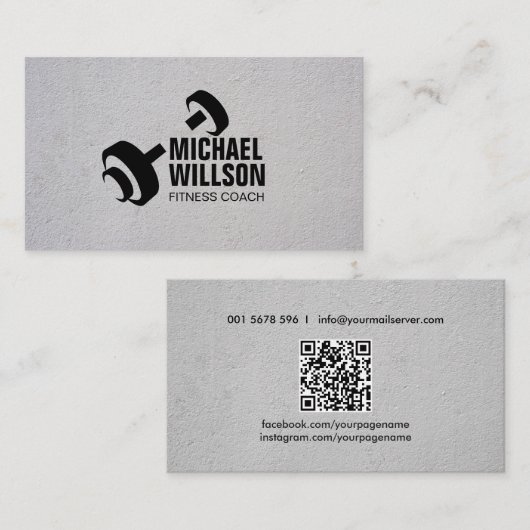 Modern Dumbbell Logo Personal Trainer Visitekaartje (Voorkant / Achterkant)