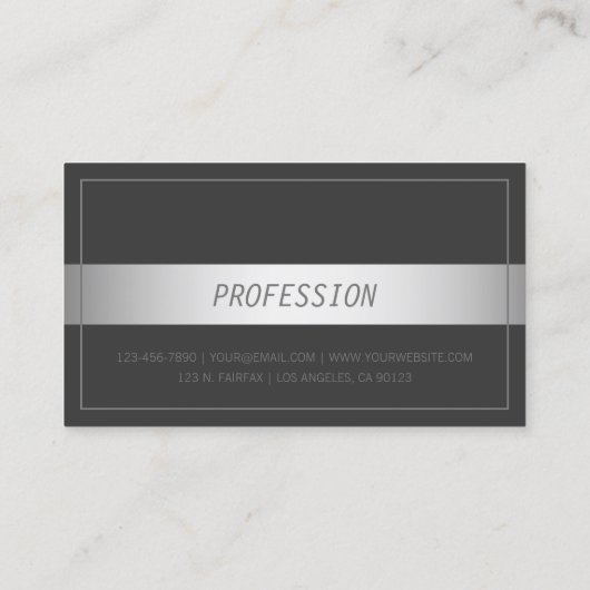 Modern Dun Lijst Faux Silver Band | Donkergrijs Visitekaartje (Achterkant)