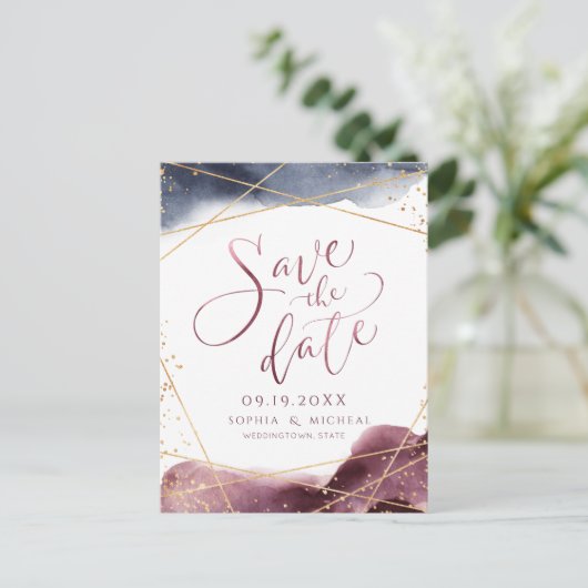 Modern Dusk Waterverf Geometrisch opslaan van de d Briefkaart (Staand voorkant)