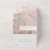 MODERN DUSKY BLUSH PINK ROSE GOLD AGATE WEDDING AL ALL IN ONE UITNODIGING (Buitenkant)