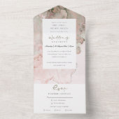 MODERN DUSKY BLUSH PINK ROSE GOLD AGATE WEDDING AL ALL IN ONE UITNODIGING (Binnen)