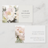 Modern Dusky Blush Waterverf Pioen Bloemen Bunch Visitekaartje (Voorkant / Achterkant)