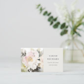 Modern Dusky Blush Waterverf Pioen Bloemen Bunch Visitekaartje (Staand voorkant)