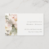 Modern Dusky Blush Waterverf Pioen Bloemen Bunch Visitekaartje (Achterkant)