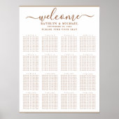 Modern Dusty Beige Simple Wedding 16Table Seating Poster (Voorkant)