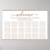 Modern Dusty Beige Simple Wedding 18 Table Seating Poster (Voorkant)