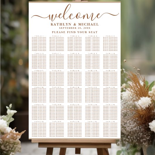Modern Dusty Beige Simple Wedding 30 Table Seating Poster