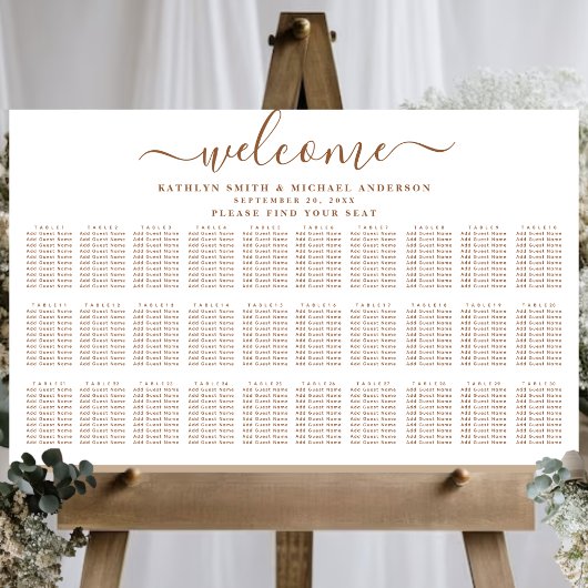 Modern Dusty Beige Wedding 30 Tafelzitjes Poster