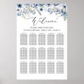 Modern Dusty Blue 15 Tafels Bruiloft Zitkaarten Poster (Voorkant)