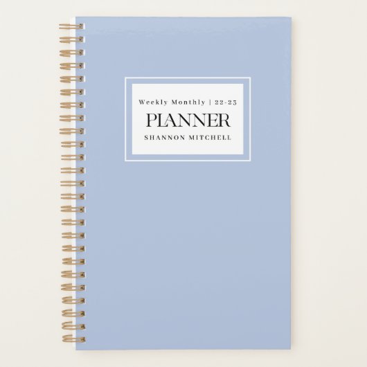 Modern Dusty Blue 2022 2023 Weekly Maandelijkse Pl Planner (Voorkant)
