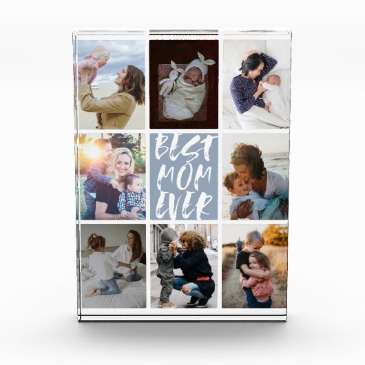 Modern Dusty Blue 8 Foto Collage Beste Mam ooit (Voorkant)