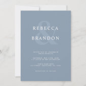 Modern Dusty Blue Ampersand All in One Wedding Kaart (Voorkant)