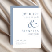Modern Dusty Blue Ampersand Typografie Save The Date