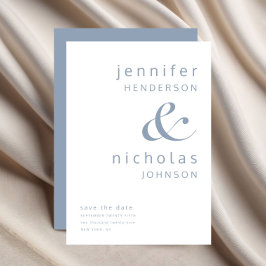 Modern Dusty Blue Ampersand Typografie Save The Date