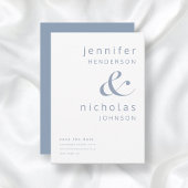 Modern Dusty Blue Ampersand Typografie Save The Date