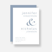 Modern Dusty Blue Ampersand Typografie Save The Date