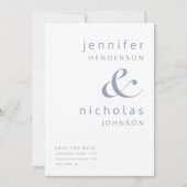 Modern Dusty Blue Ampersand Typografie Save The Date (Voorkant)