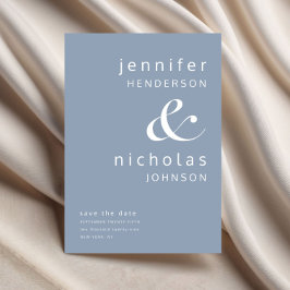 Modern Dusty Blue Ampersand Typography Wedding Save The Date