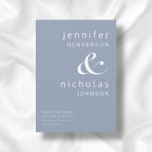 Modern Dusty Blue Ampersand Typography Wedding Save The Date