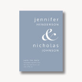 Modern Dusty Blue Ampersand Typography Wedding Save The Date