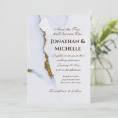Modern Dusty Blue and Gold Christelijk Wedding Kaart (Staand voorkant)