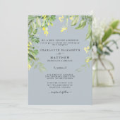 Modern Dusty Blue and Yellow Floral Wedding Invita Kaart (Staand voorkant)