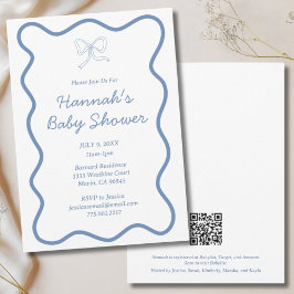 Modern Dusty Blue Baby Boy Baby shower Invitation Kaart