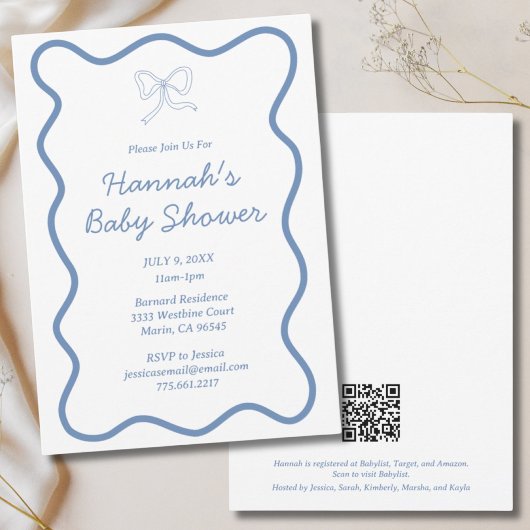 Modern Dusty Blue Baby Boy Baby shower Invitation Kaart