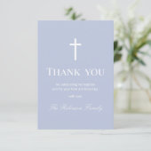 Modern Dusty Blue Baptism  Bedankkaart (Staand voorkant)