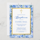 Modern Dusty Blue Baptism Kaart (Voorkant)