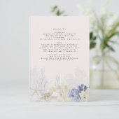 Modern Dusty Blue Beach Wedding Informatiekaartje (Staand voorkant)