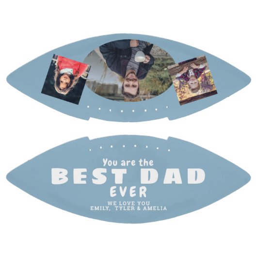 Modern Dusty Blue Beste vader 3 Foto Collage American Football (Panelen)