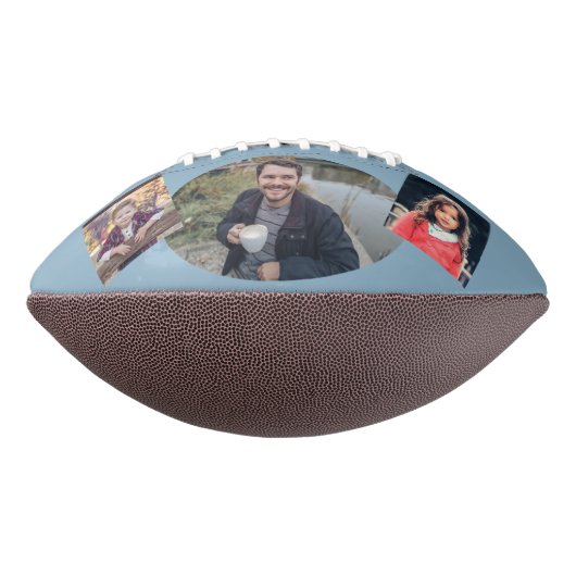 Modern Dusty Blue Beste vader 3 Foto Collage American Football (Gedraaid 90)