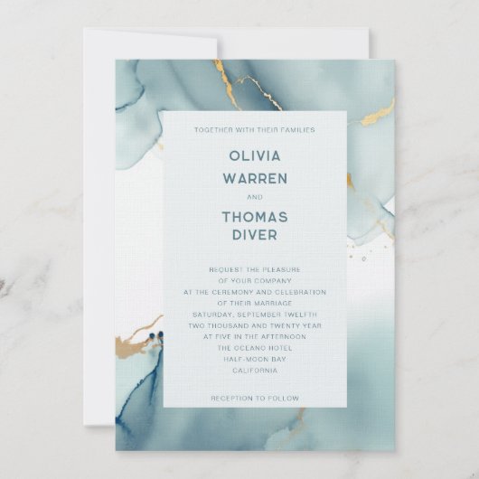 Modern Dusty Blue Blauwgroen Typografie Strand Bru Kaart (Voorkant)